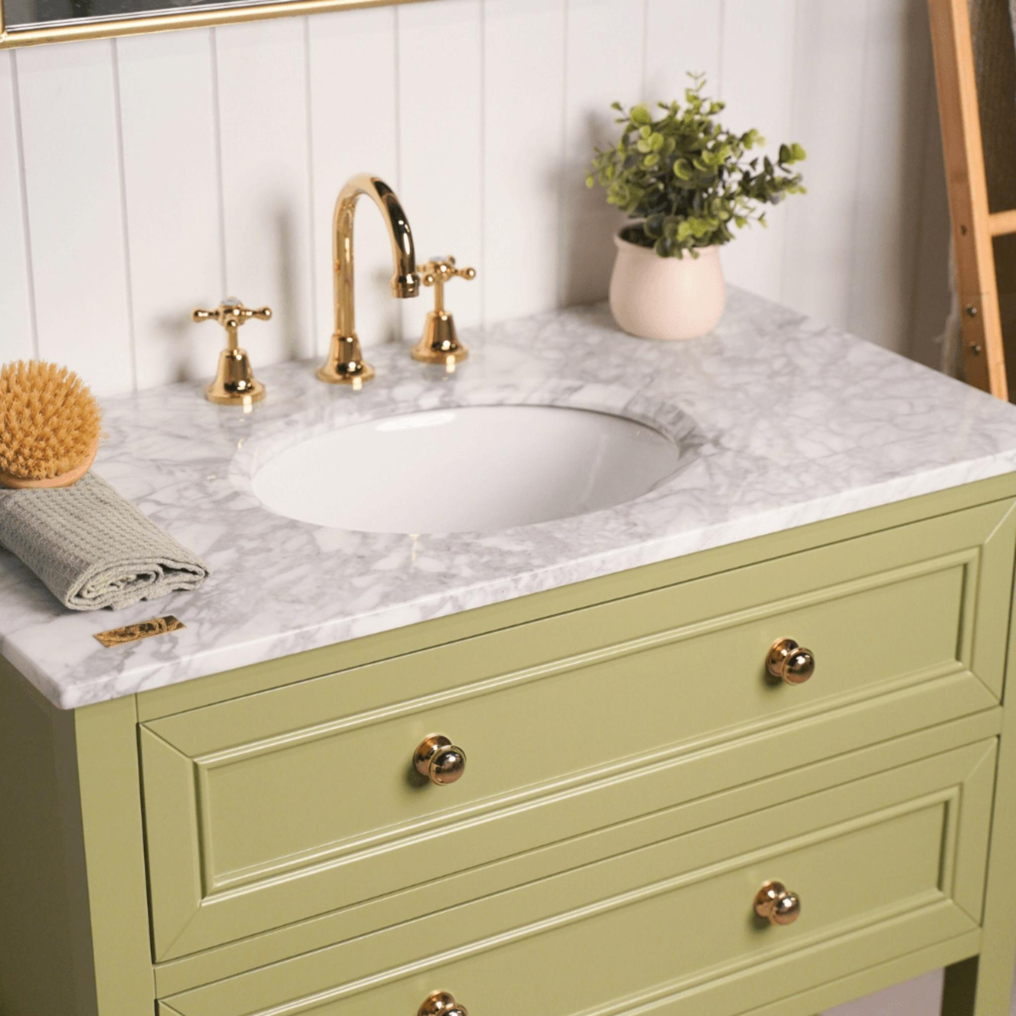 JOINERY BY BEARS AUDREY SAGEWOOD 900MM SINGLE BOWL FLOOR STANDING VANITY PACKAGE