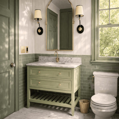 JOINERY BY BEARS AUDREY SAGEWOOD 900MM SINGLE BOWL FLOOR STANDING VANITY PACKAGE