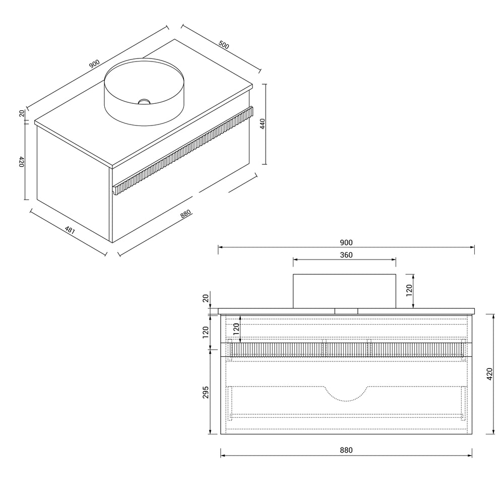 JOINERY BY BEARS ASHTON WALNUT 900MM SINGLE BOWL WALL HUNG VANITY PACKAGE