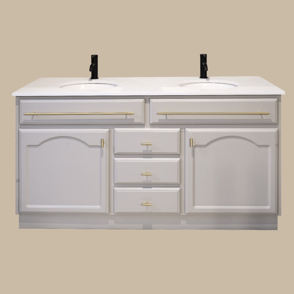 JOINERY BY BEARS ELISE PEARL GREY 1500MM DOUBLE BOWL FREESTANDING VANITY PACKAGE