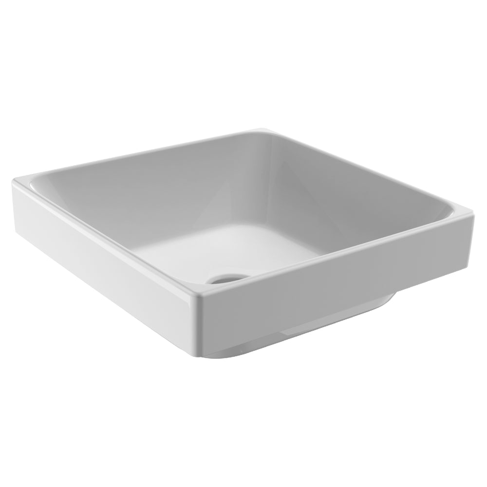 JOHNSON SUISSE GEMELLI SQUARE SEMI-INSET COUNTER TOP BASINS WHITE 400MM