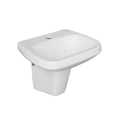 JOHNSON SUISSE LIFE II WALL HUNG BASINS WITH SHROUD AND LIFE ASSIST MIXER WHITE 495MM