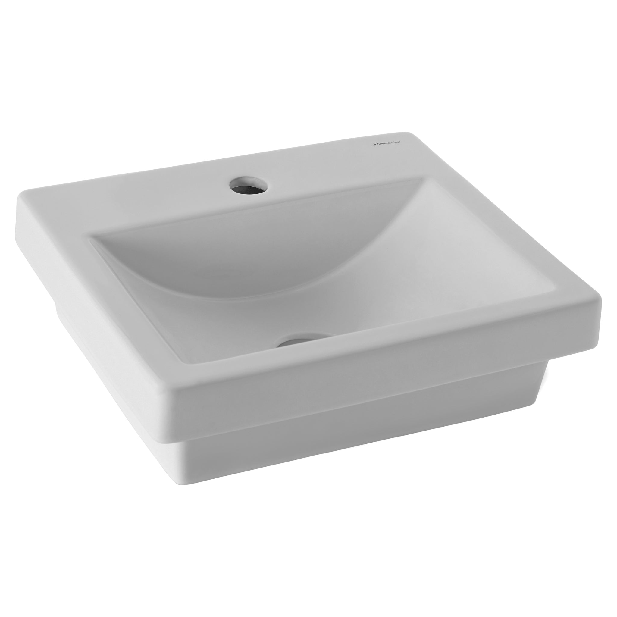 JOHNSON SUISSE QUADO RECTANGULAR SEMI-INSET BASIN WHITE 410MM