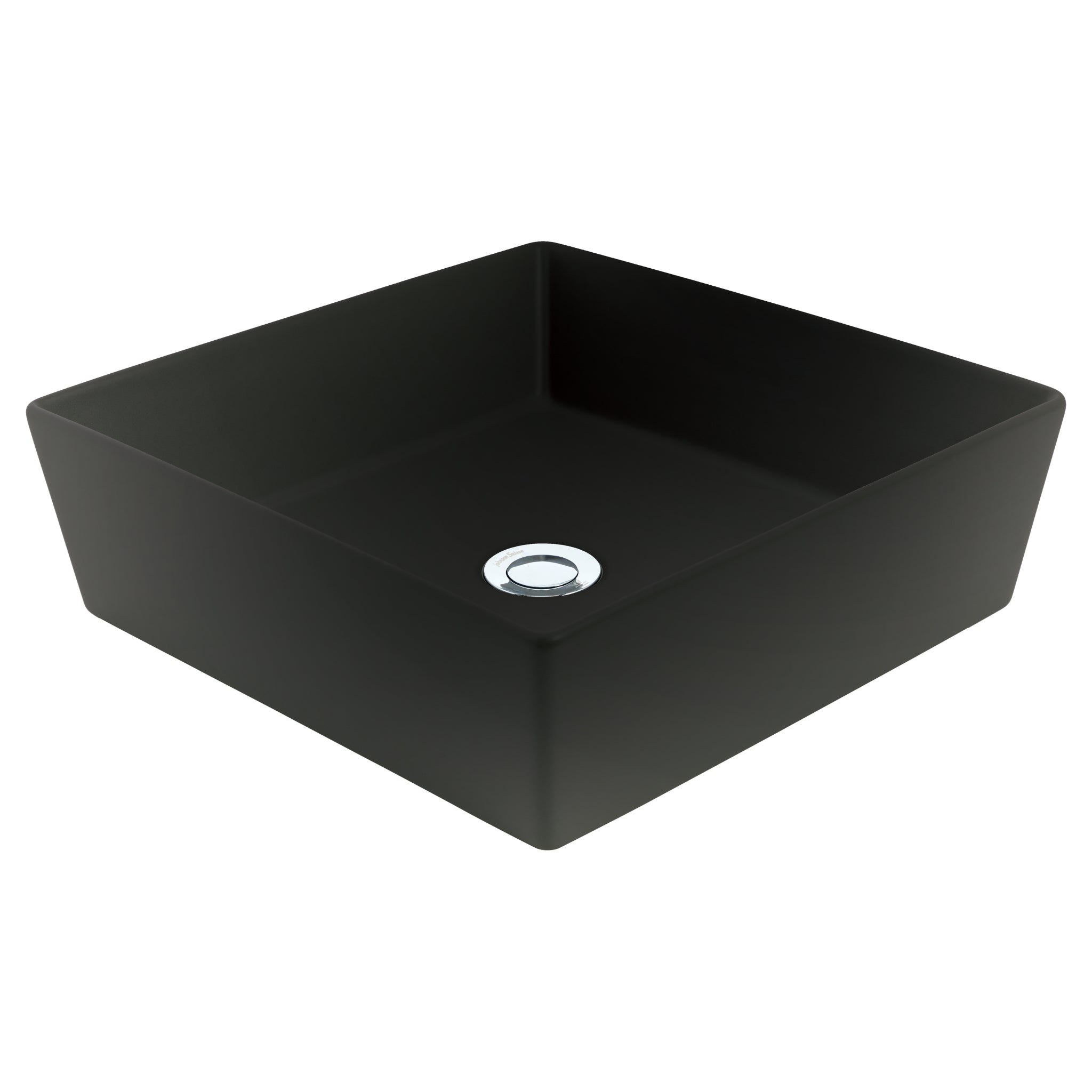 JOHNSON SUISSE VENEZIA SQUARE COUNTER TOP BASINS WITH CHROME POP-UP WASTE MATTE BLACK 350MM