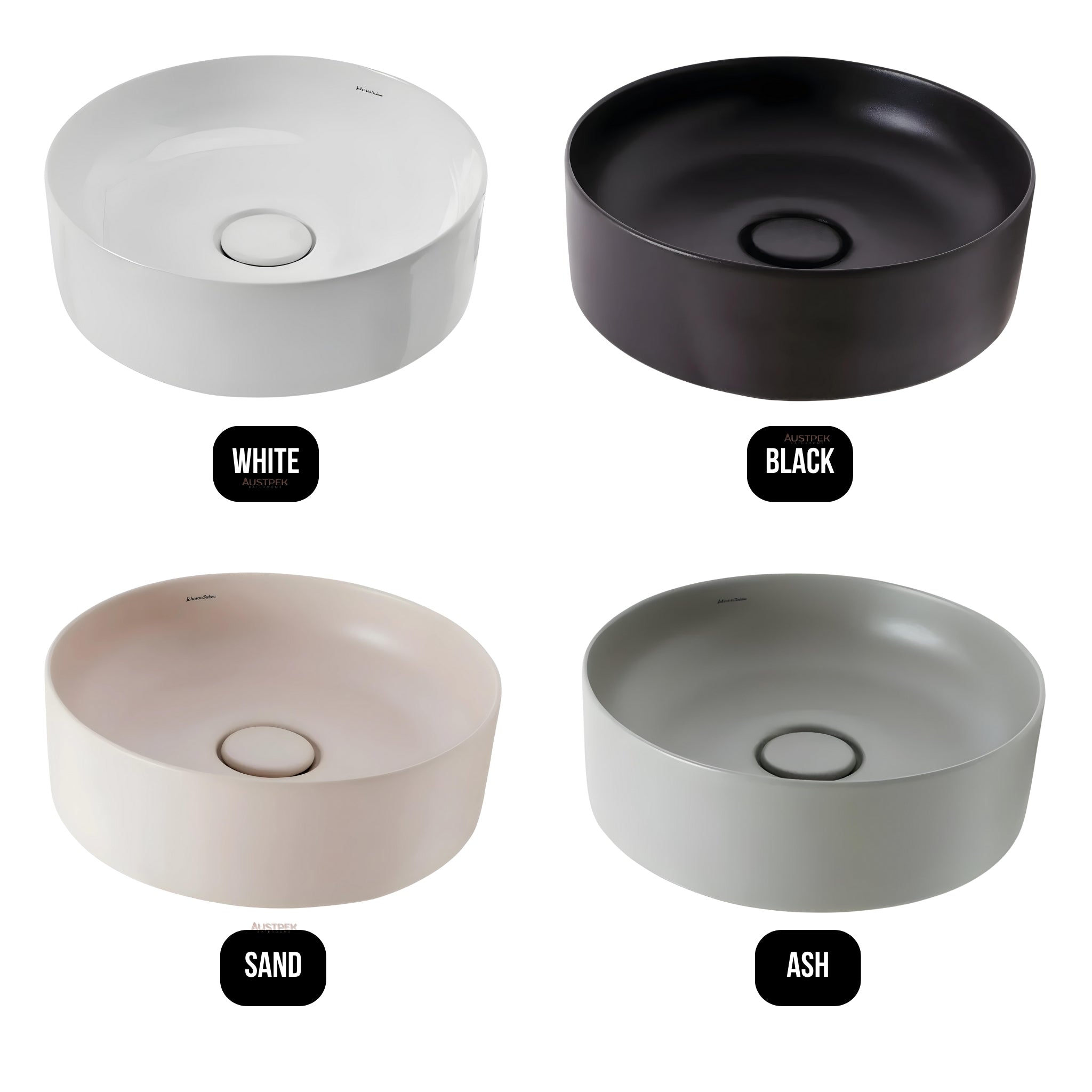 JOHNSON SUISSE VENEZIA ROUND COUNTER TOP BASIN WHITE 390MM