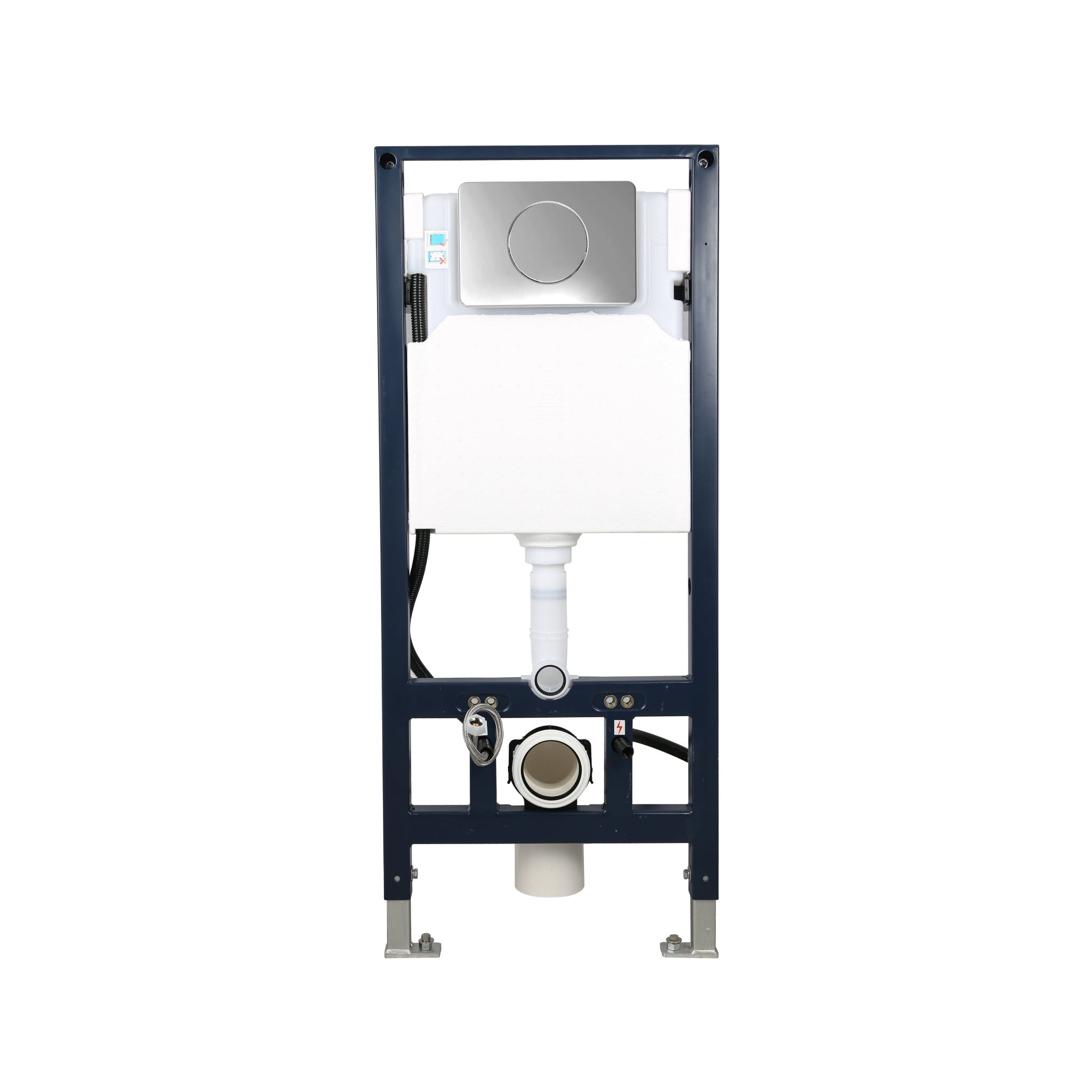 JOMOO RIMLESS WALL HUNG SMART TOILET PACKAGE W/ INWALL CISTERN PUSH BUTTON AND REMOTE CONTROL (D-SHAPE) GLOSS WHITE
