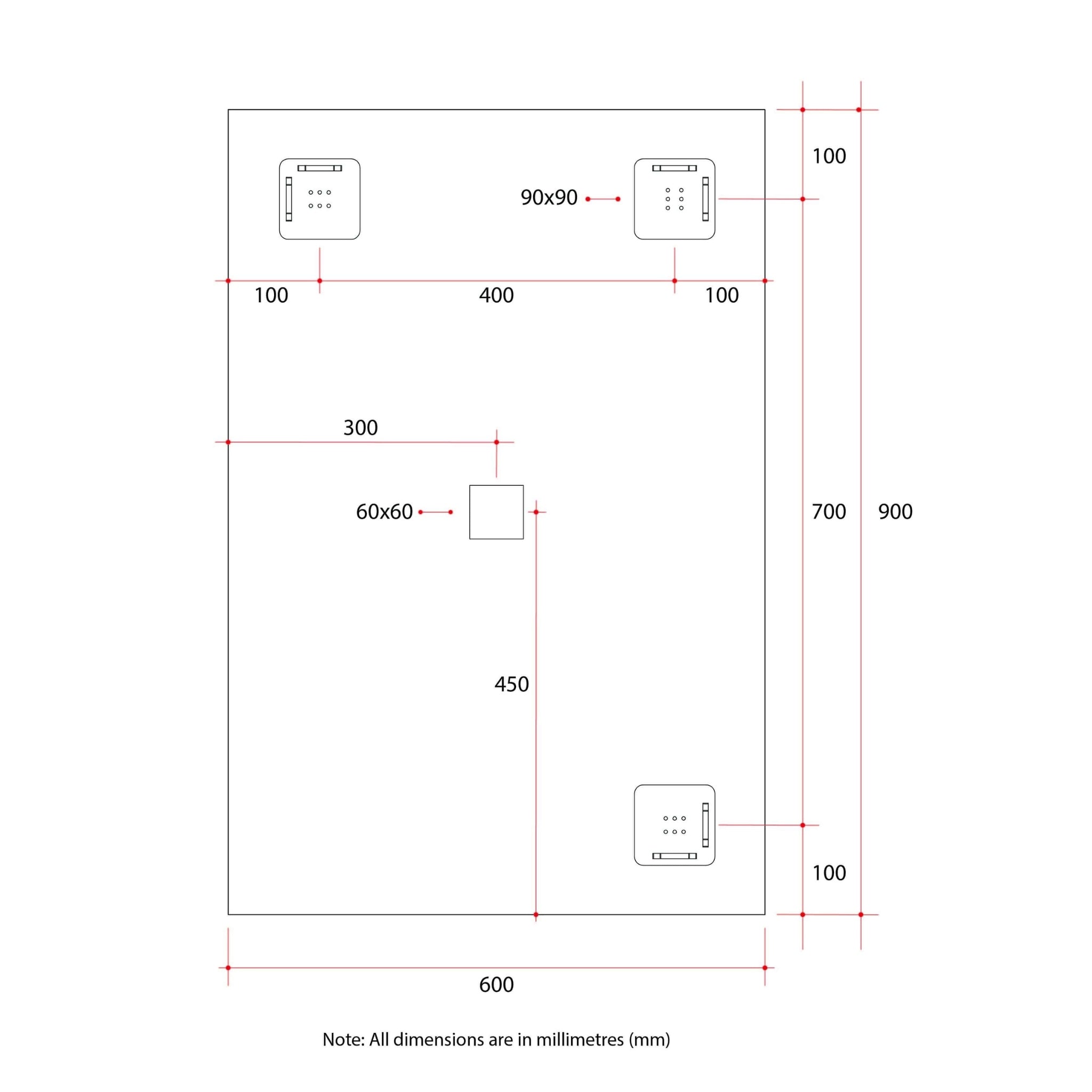 THERMOGROUP ABLAZE RECTANGLE POLISHED EDGE MIRROR 600X900MM