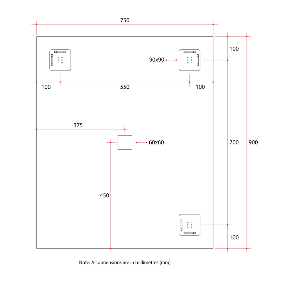THERMOGROUP ABLAZE RECTANGLE POLISHED EDGE MIRROR 750X900MM