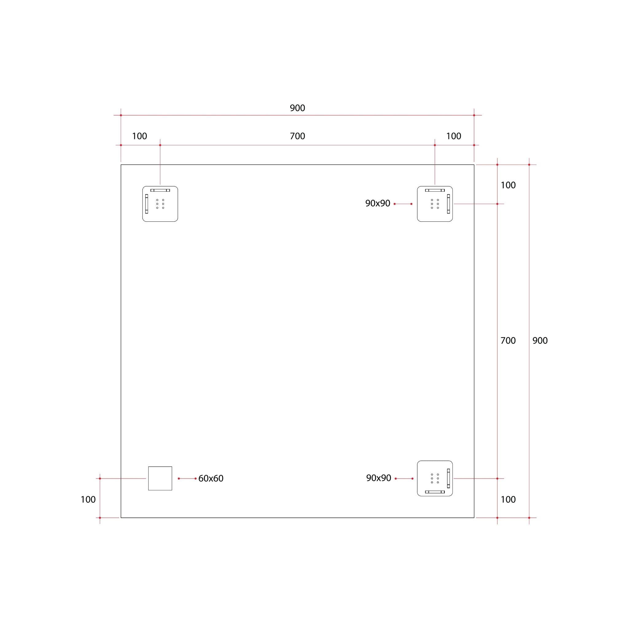 THERMOGROUP ABLAZE RECTANGLE POLISHED EDGE MIRROR WITH DEMISTER 900MM