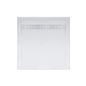 JOHNSON SUISSE BAROSSA POLYMARBLE SHOWER BASE WITH STAINLESS CHANNEL GRATE GLOSS WHITE (AVAILABLE IN 900MM AND 1220MM)