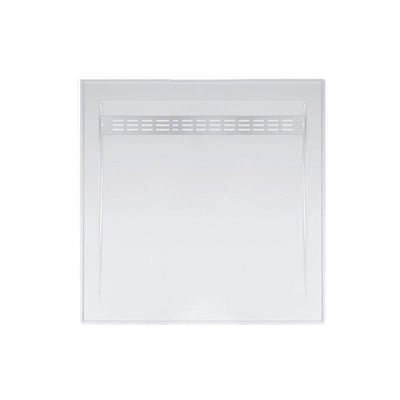 JOHNSON SUISSE BAROSSA POLYMARBLE SHOWER BASE WITH STAINLESS CHANNEL GRATE GLOSS WHITE (AVAILABLE IN 900MM AND 1220MM)