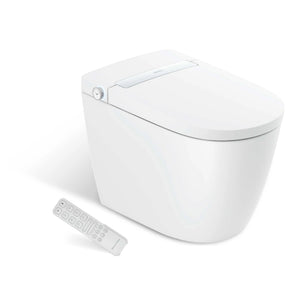 JOHNSON SUISSE AVANZO WALL FACED RIMLESS SMART TOILET SUITE W/ REMOTE CONTROL WHITE