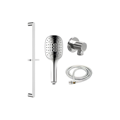 JOHNSON SUISSE FERLA 3 FUNCTION HAND SHOWER SET WITH HOSE, SLIDING RAIL & WATER INLET CHROME