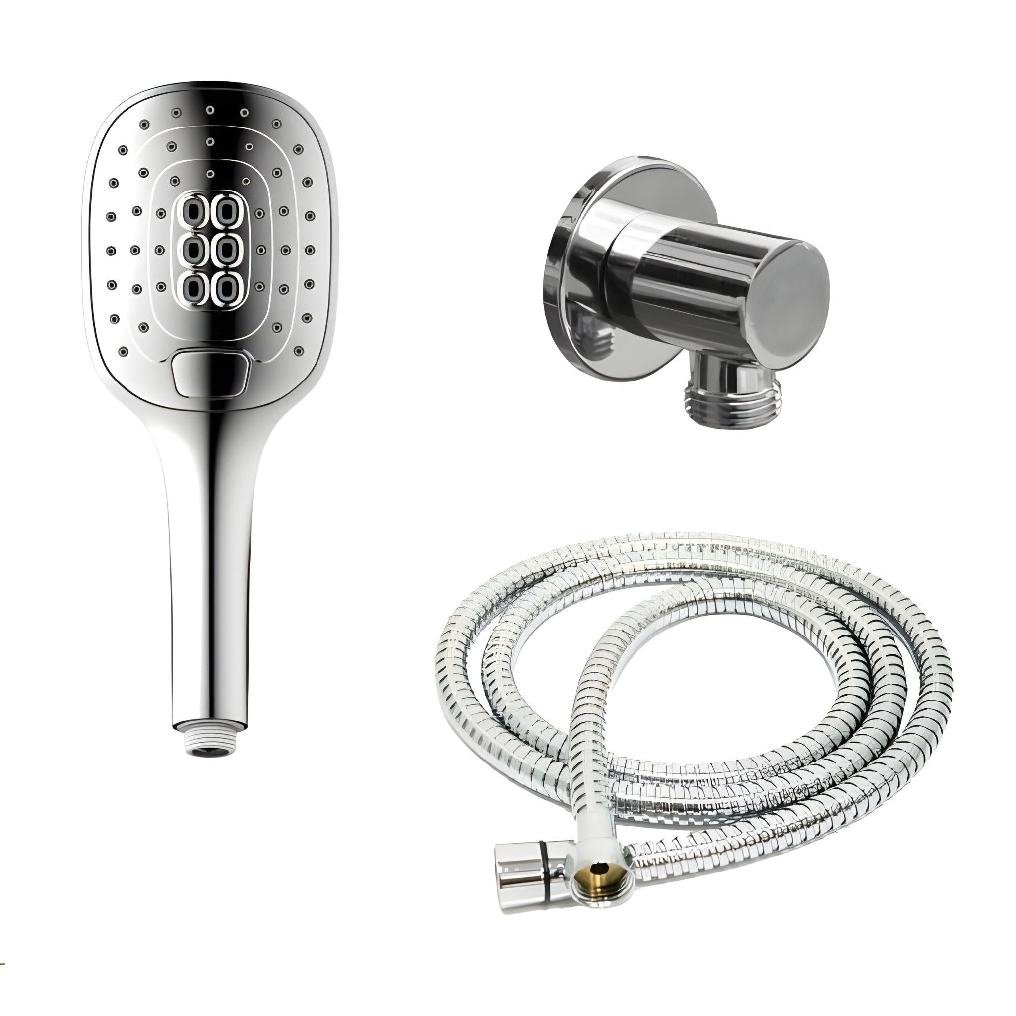 JOHNSON SUISSE FERLA 3 FUNCTION HAND SHOWER SET WITH BACK-FLOW PREVENTION DEVICE CHROME