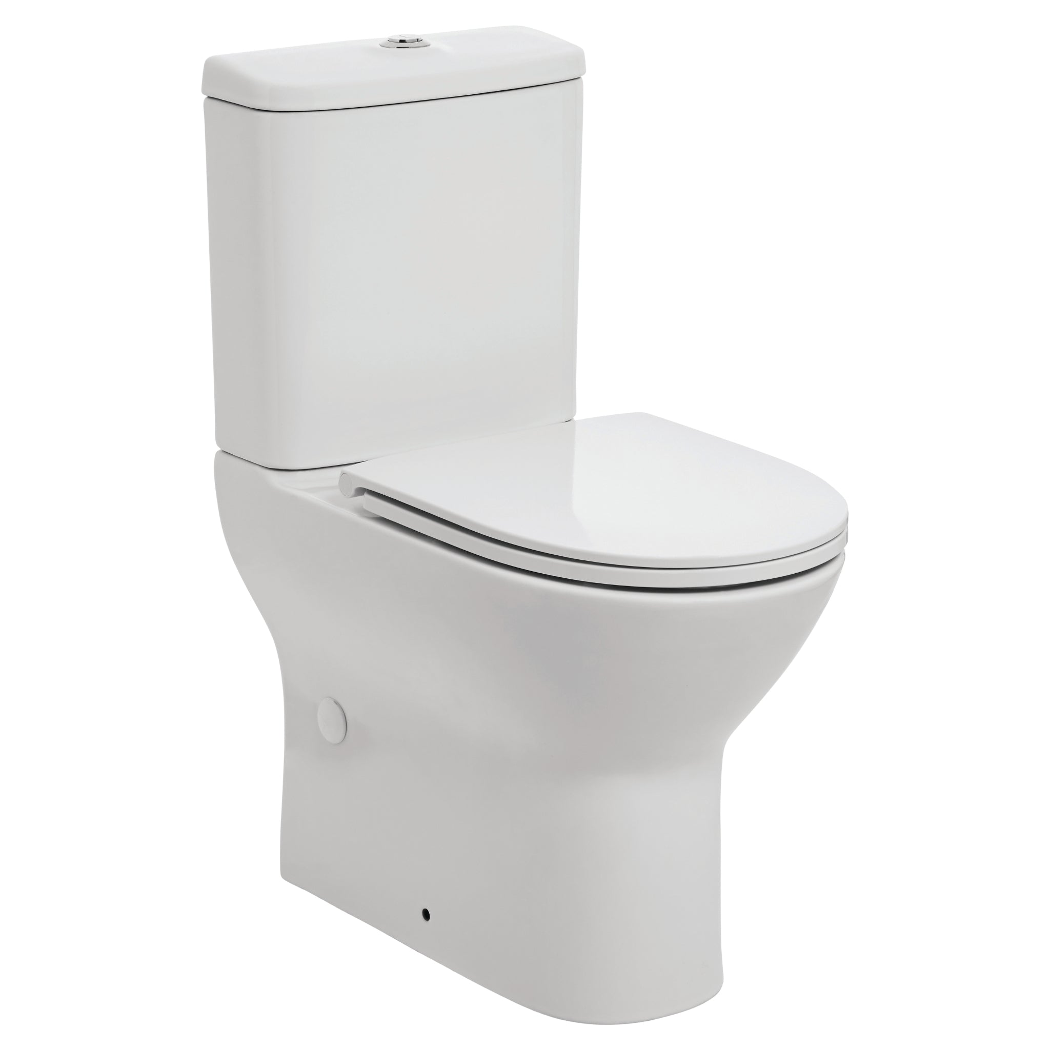 JOHNSON SUISSE EMILIA XTRA COMPACT EXTRA-HEIGHT BACK TO WALL RIMLESS TOILET SUITE WHITE