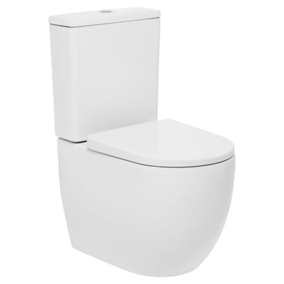 JOHNSON SUISSE GEMELLI BACK TO WALL CLOSED COUPLED RIMLESS TOILET SUITE WHITE