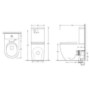 JOHNSON SUISSE GEMELLI BACK TO WALL CLOSED COUPLED RIMLESS TOILET SUITE WHITE