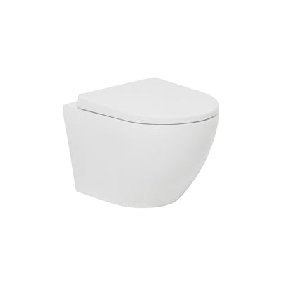 JOHNSON SUISSE GEMELLI WALL HUNG RIMLESS PAN TOILET WHITE