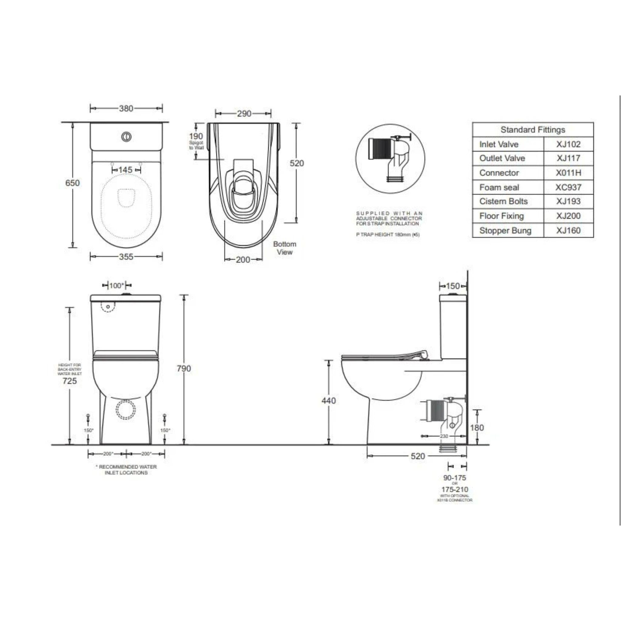 JOHNSON SUISSE TOLEDO XTRA AMBULANT RIMLESS TOILET SUITE GLOSS WHITE