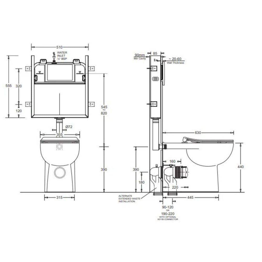 JOHNSON SUISSE TOLEDO XTRA ECONOFLUSH RIMLESS CONCEALED TOILET GLOSS WHITE