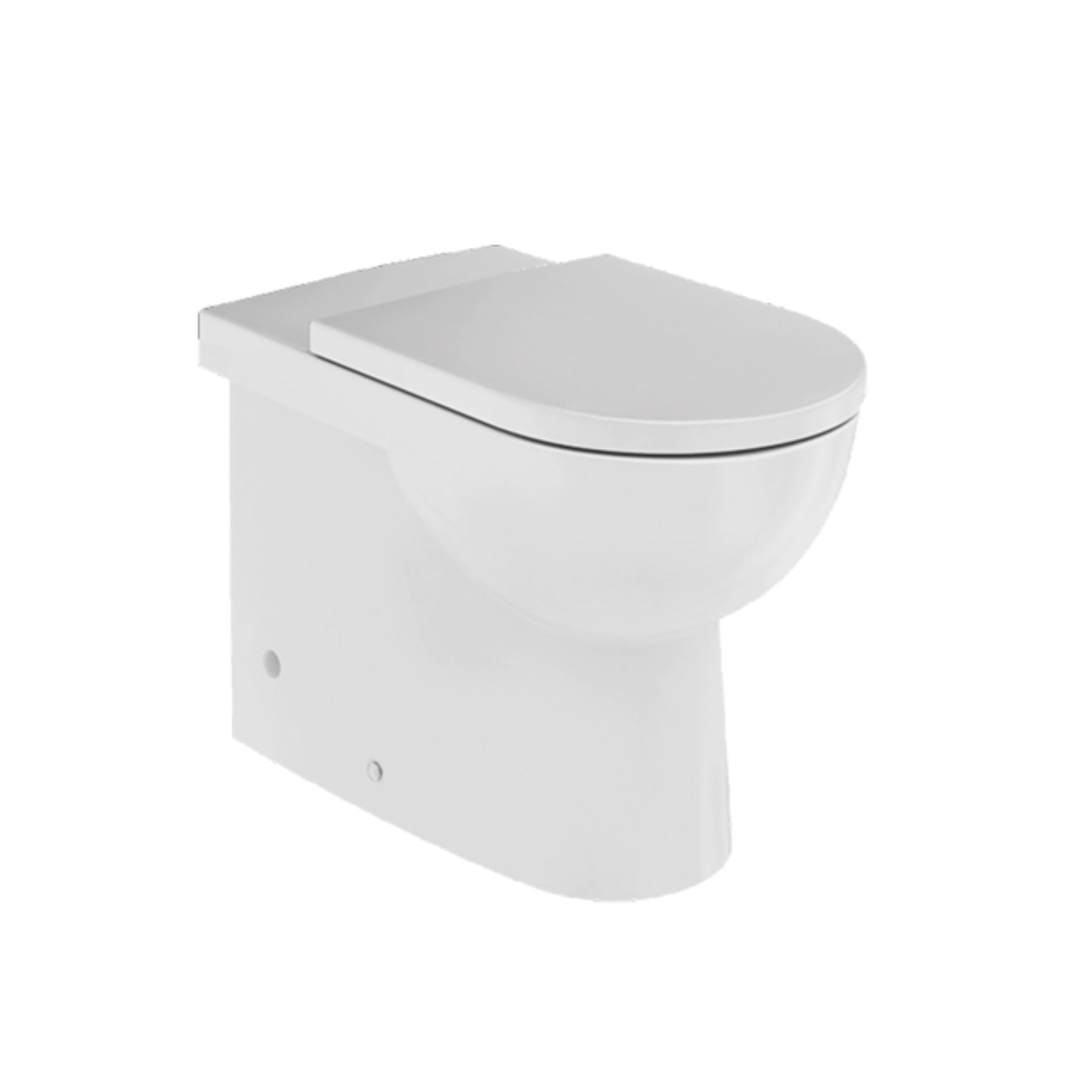 JOHNSON SUISSE TOLEDO WALL FACED RIMLESS PAN TOILET WHITE WITH ESTI SEAT