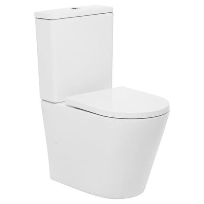 JOHNSON SUISSE VENEZIA CLOSED COUPLED BACK TO WALL RIMLESS COMPACT TOILET SUITE WHITE