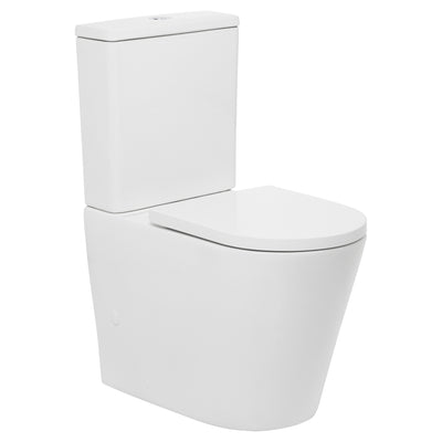 JOHNSON SUISSE VENEZIA CLOSED COUPLED BACK TO WALL RIMLESS COMFORT TOILET SUITE WHITE