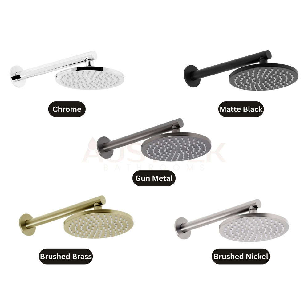 JOHNSON SUISSE VENEZIA OVERHEAD RAIN SHOWER WITH WALL ARM 300MM MATTE BLACK