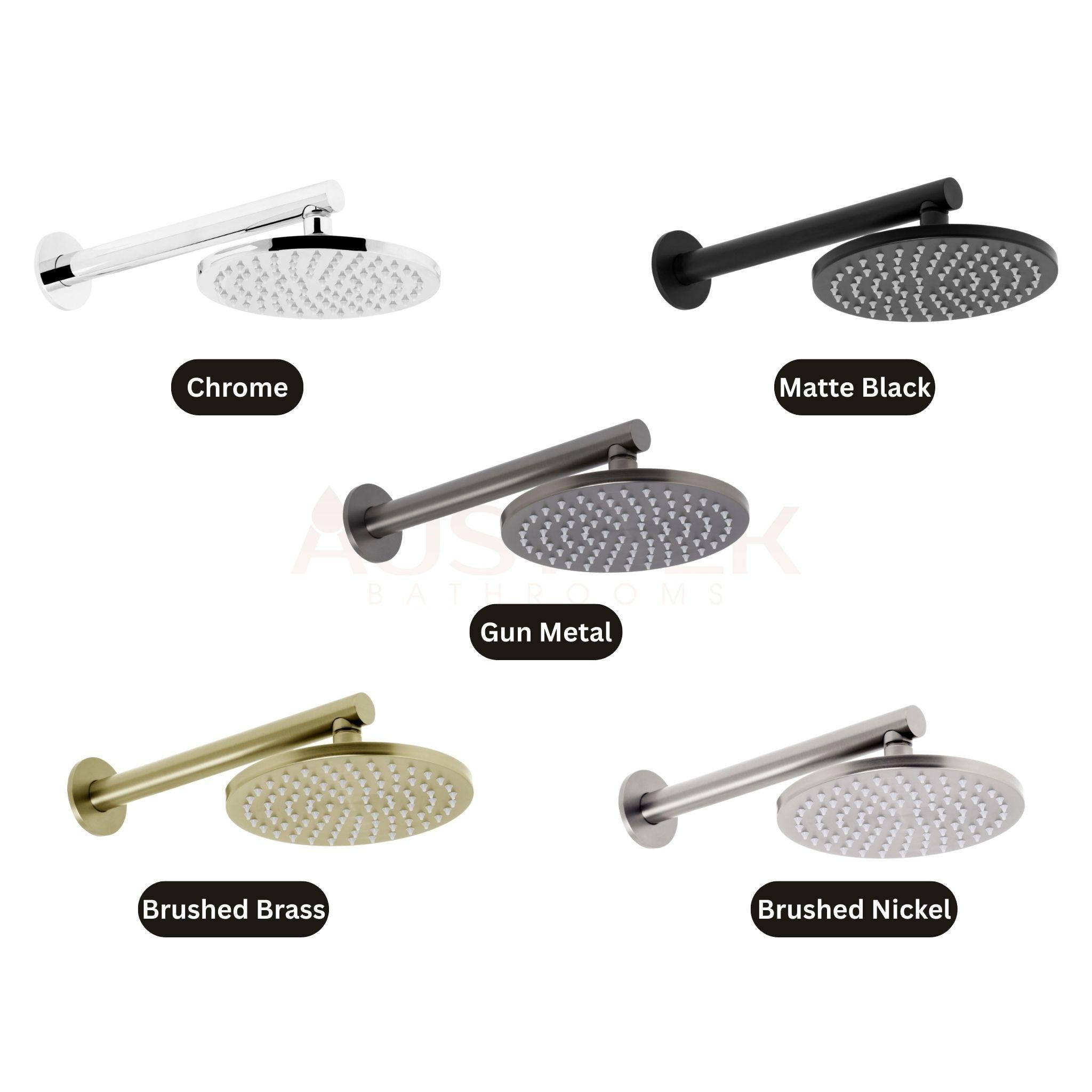 JOHNSON SUISSE VENEZIA OVERHEAD RAIN SHOWER WITH WALL ARM 300MM MATTE BLACK