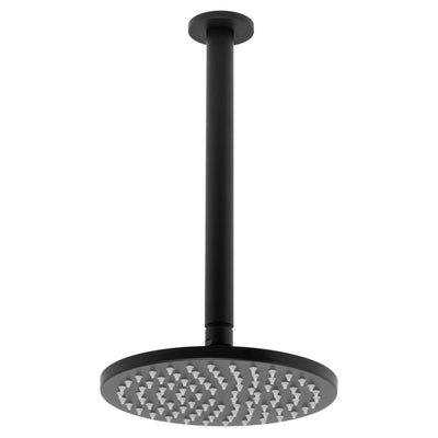 JOHNSON SUISSE VENEZIA OVERHEAD RAIN SHOWER WITH CEILING ARM 300MM MATTE BLACK