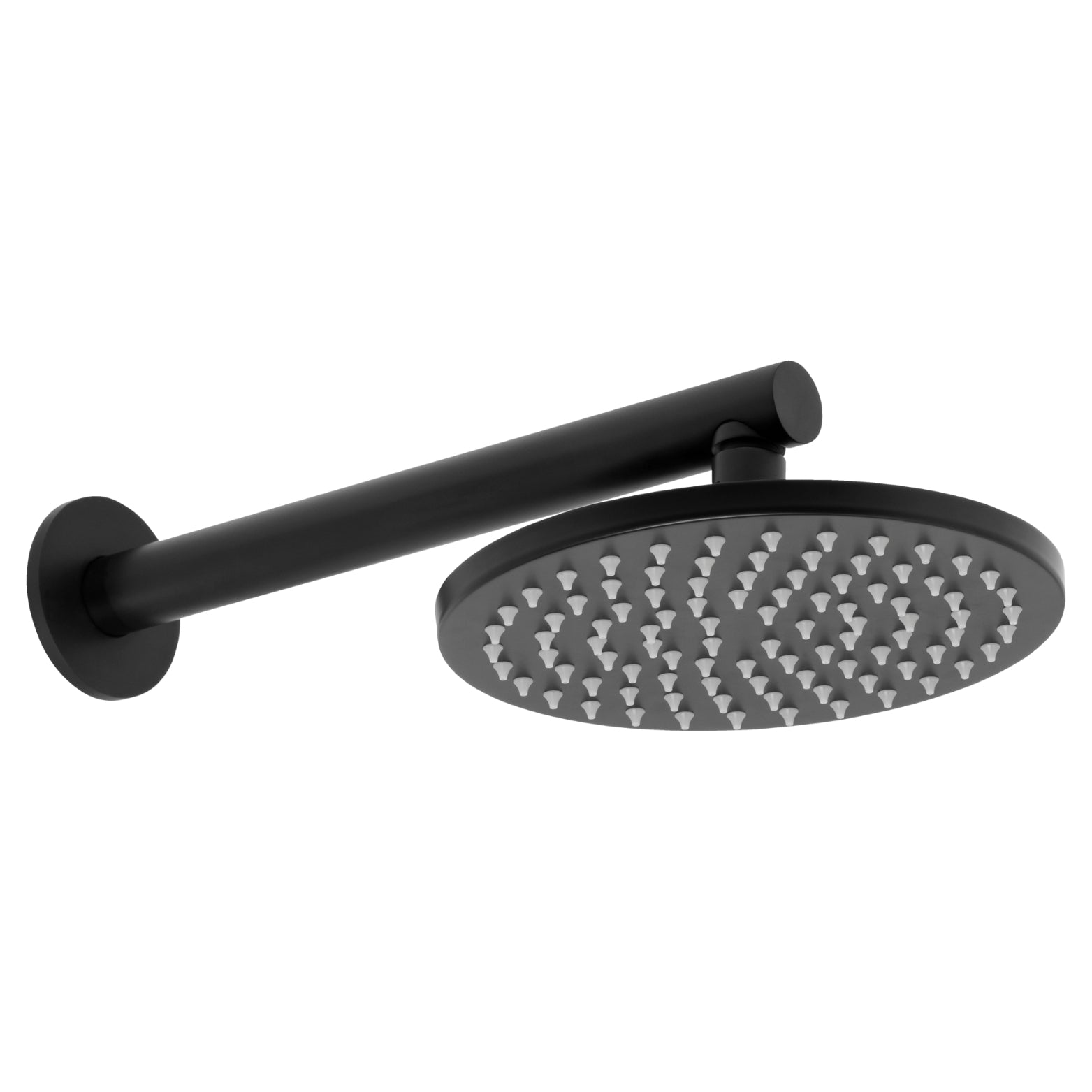JOHNSON SUISSE VENEZIA OVERHEAD RAIN SHOWER WITH WALL ARM 300MM MATTE BLACK