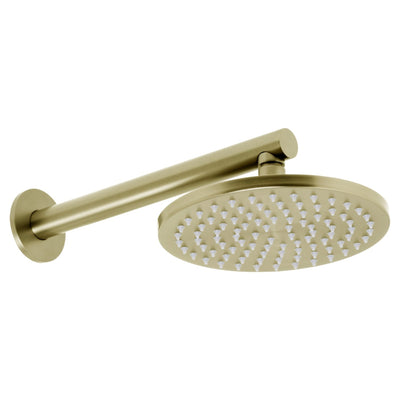 JOHNSON SUISSE VENEZIA OVERHEAD RAIN SHOWER WITH WALL ARM 300MM BRUSHED BRASS