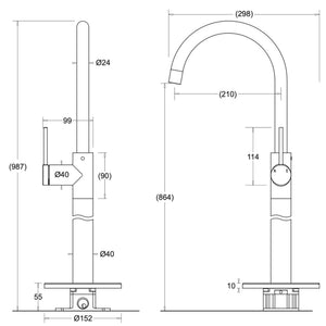 JOHNSON SUISSE VENEZIA FREESTANDING BATH FILLER 987MM BRUSHED BRASS