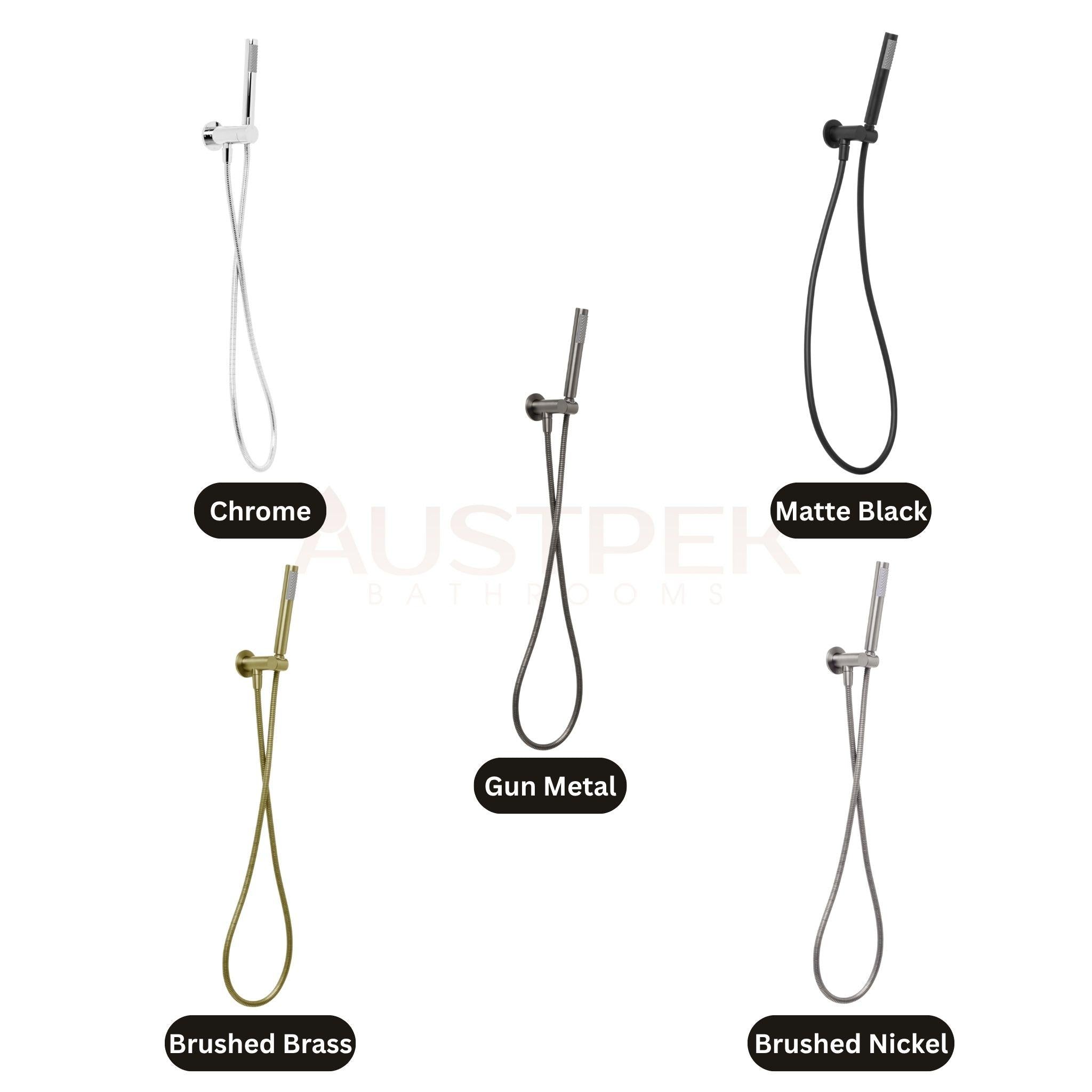 JOHNSON SUISSE VENEZIA HAND SHOWER WITH WALL BRACKET 185MM BRUSHED NICKEL