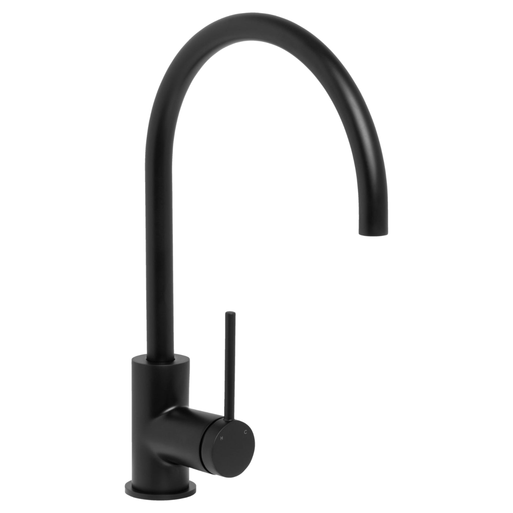 JOHNSON SUISSE VENEZIA LEAD FREE GOOSENECK SINK MIXER 345MM MATTE BLACK