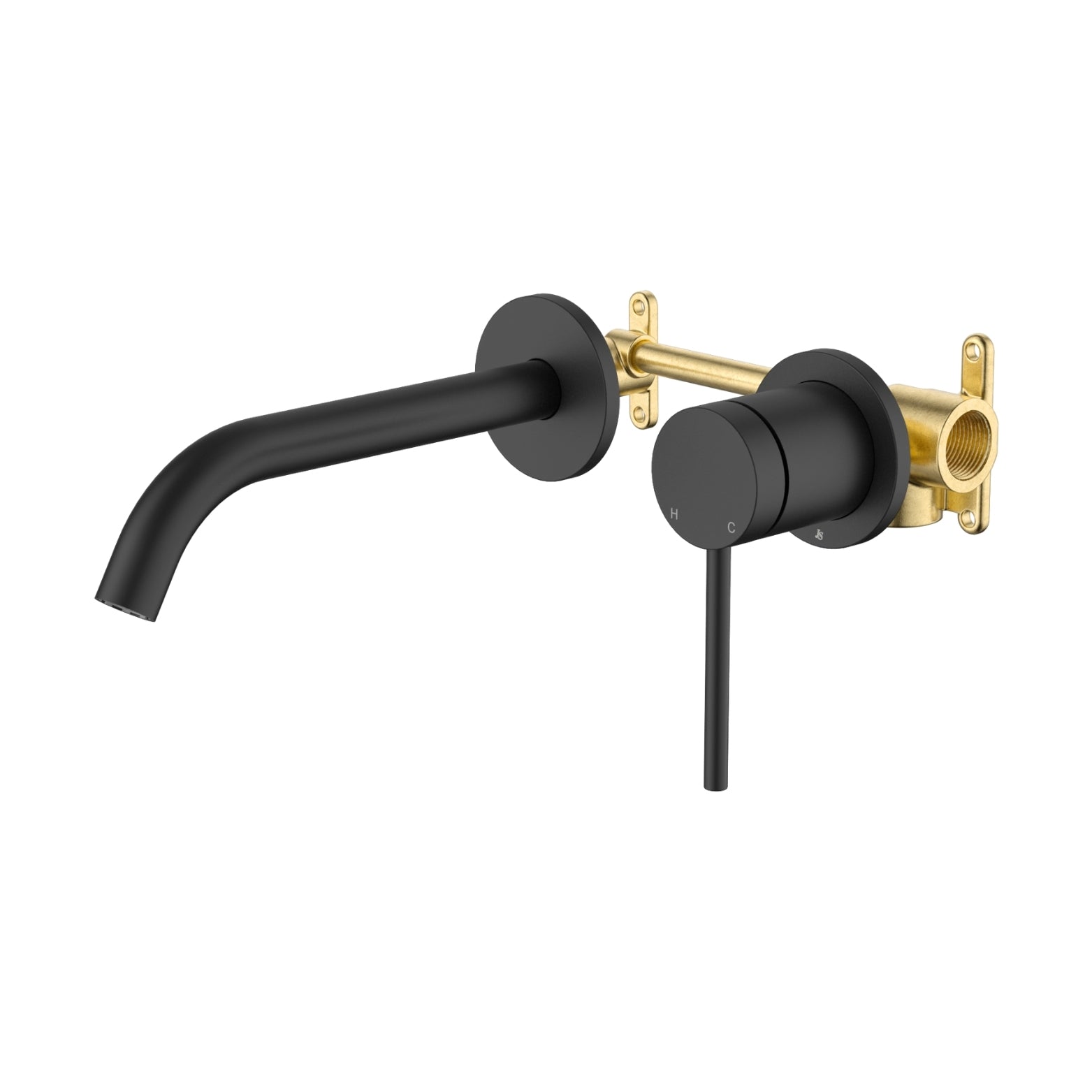 JOHNSON SUISSE VENEZIA LEAD FREE WALL BASIN / BATH MIXER COMPLETE KIT 182.5MM MATTE BLACK