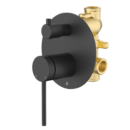 JOHNSON SUISSE VENEZIA SHOWER MIXER WITH DIVERTER COMPLETE KIT MATTE BLACK