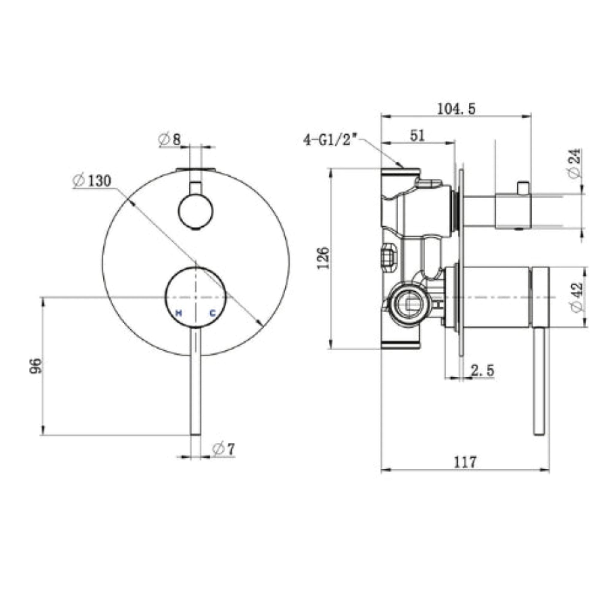 JOHNSON SUISSE VENEZIA SHOWER MIXER WITH DIVERTER COMPLETE KIT MATTE BLACK