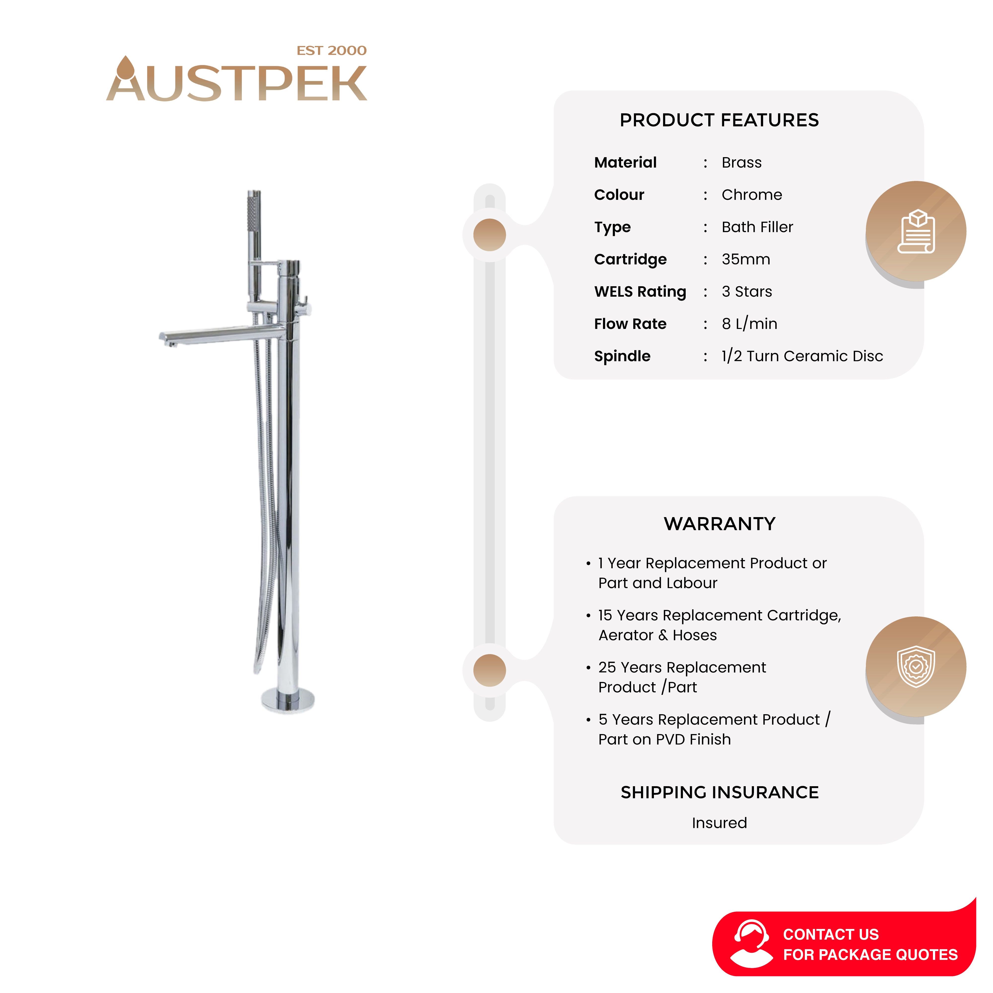 LINSOL JUDE FREESTANDING BATH FILLER CHROME