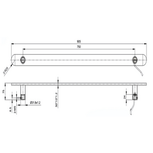 Linsol Allegra Vertical Flat Bar Heated Towel Rail dimensions