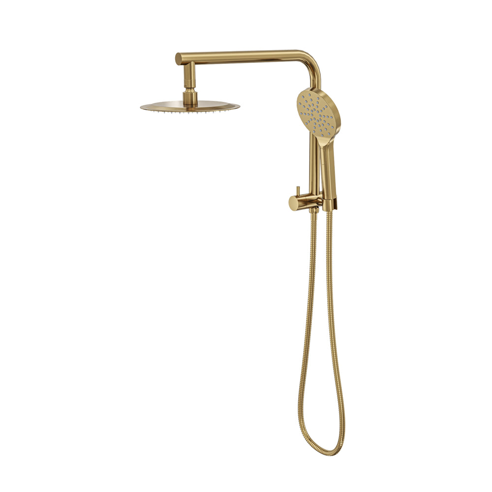 LINSOL SOULJET TWIN SHOWER WITH SHORT RAIL 342MM BRUSHED BRASS