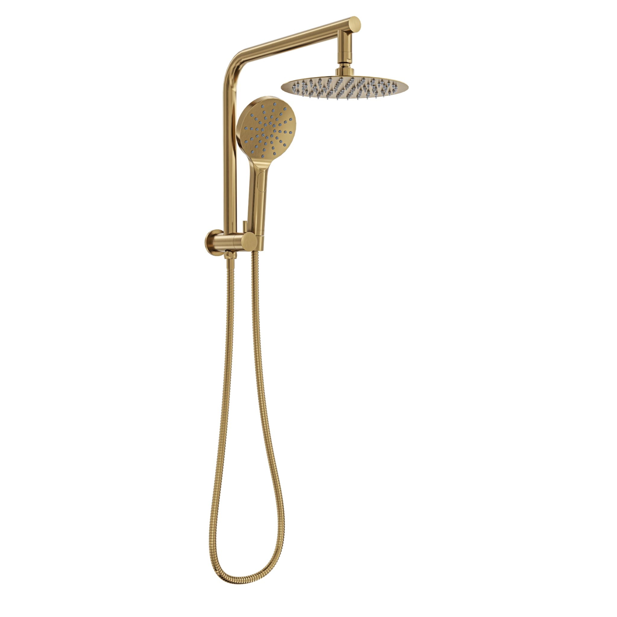 LINSOL SOULJET TWIN SHOWER WITH SHORT RAIL 342MM BRUSHED BRASS
