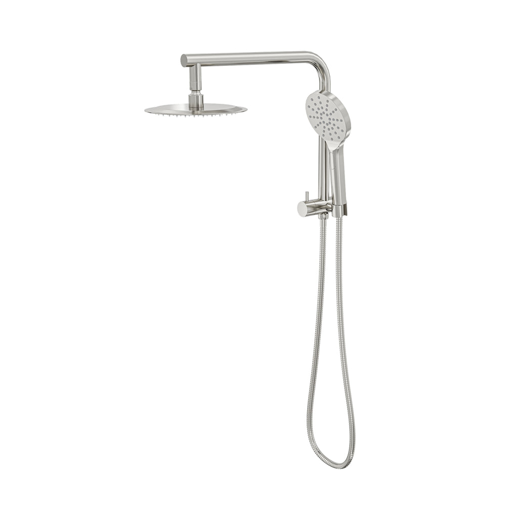 LINSOL SOULJET TWIN SHOWER WITH SHORT RAIL 342MM BRUSHED NICKEL