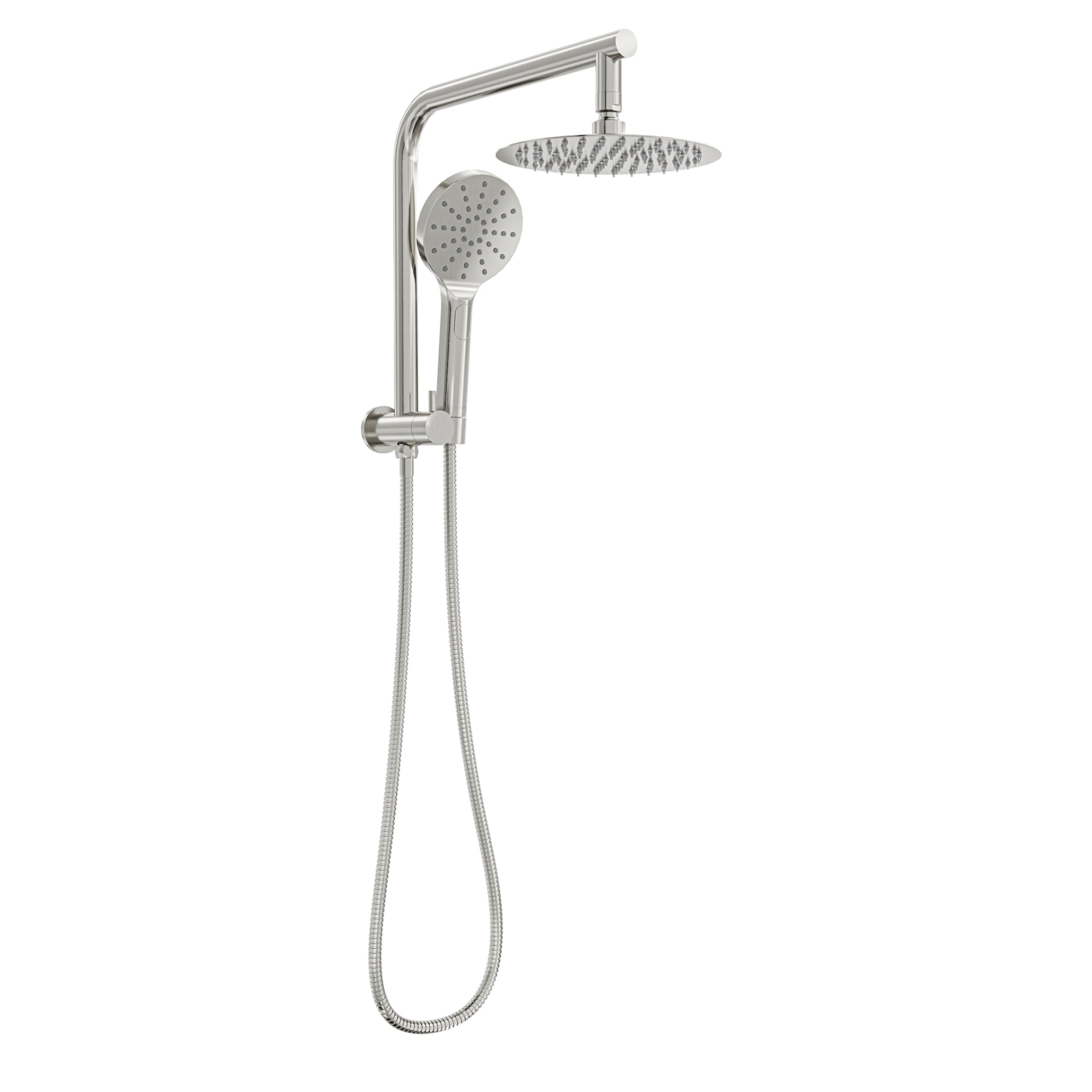 LINSOL SOULJET TWIN SHOWER WITH SHORT RAIL 342MM BRUSHED NICKEL