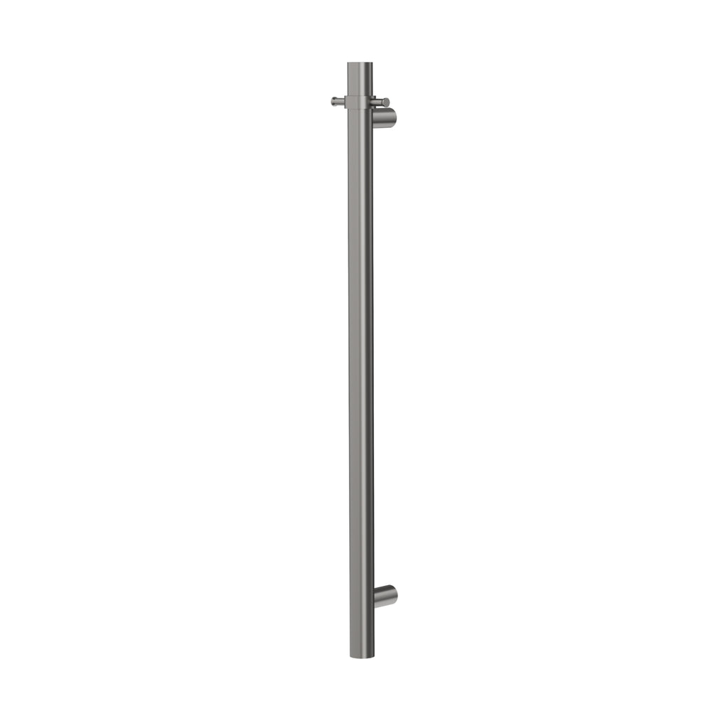 LINSOL ALLEGRA ROUND VERTICAL HEATED TOWEL RAIL WITH T-BAR GUN METAL 950MM