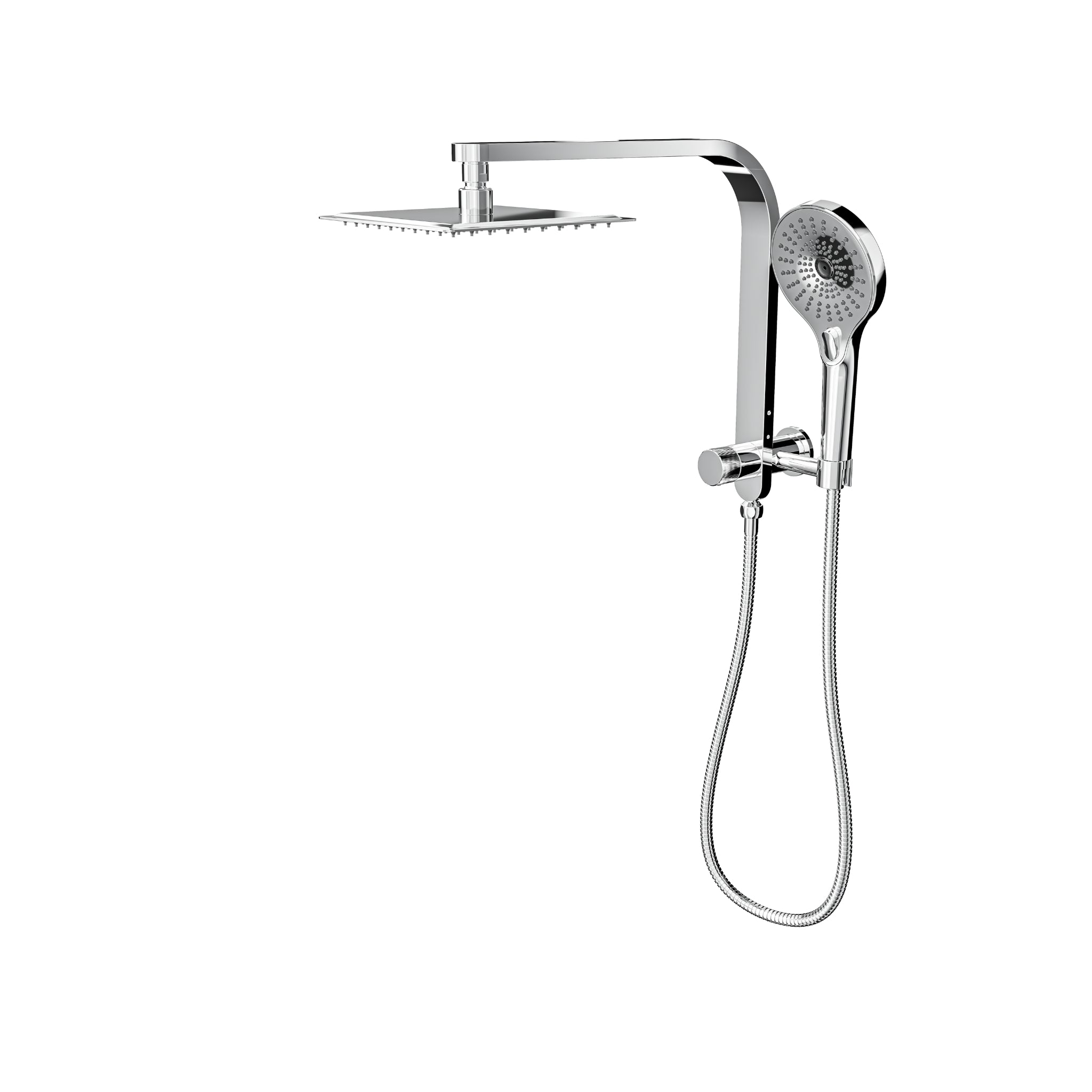 LINSOL OCEANJET SQUARE TWIN SHOWER WITH SHORT RAIL 200MM CHROME