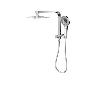 LINSOL OCEANJET SQUARE TWIN SHOWER WITH SHORT RAIL 200MM CHROME
