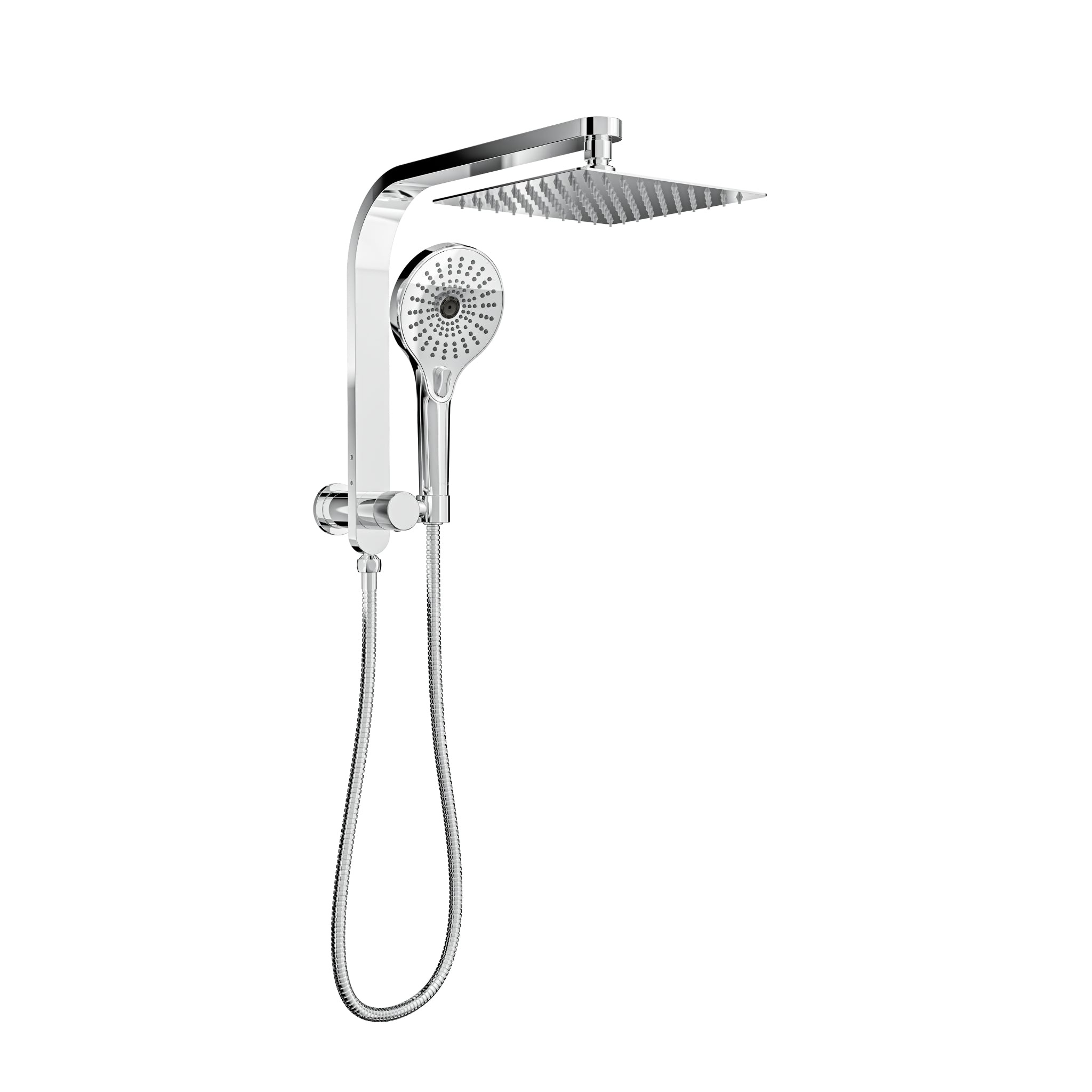LINSOL OCEANJET SQUARE TWIN SHOWER WITH SHORT RAIL 200MM CHROME
