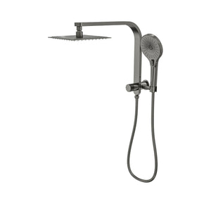 LINSOL OCEANJET SQUARE TWIN SHOWER WITH SHORT RAIL 200MM GUN METAL