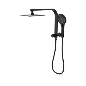 LINSOL OCEANJET SQUARE TWIN SHOWER WITH SHORT RAIL 200MM MATTE BLACK